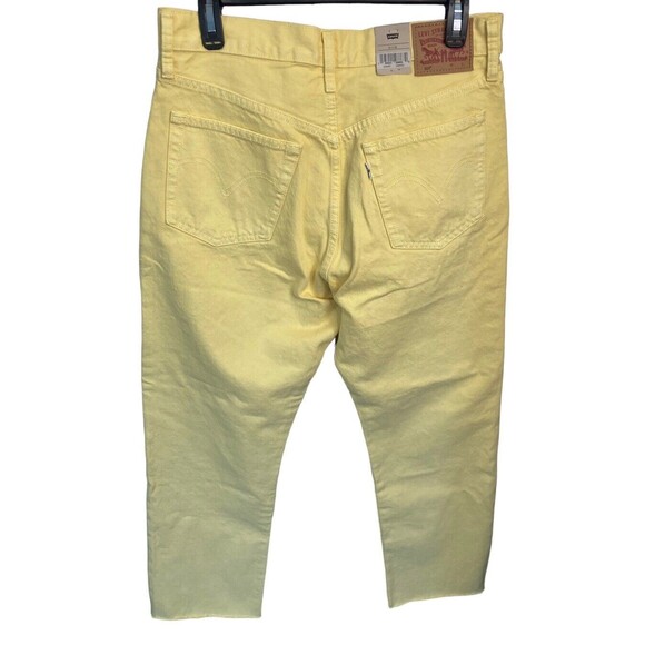 New Levis 501 Original Cropped 100% Cotton Jeans Yellow Button Fly 30 - Picture 2 of 5
